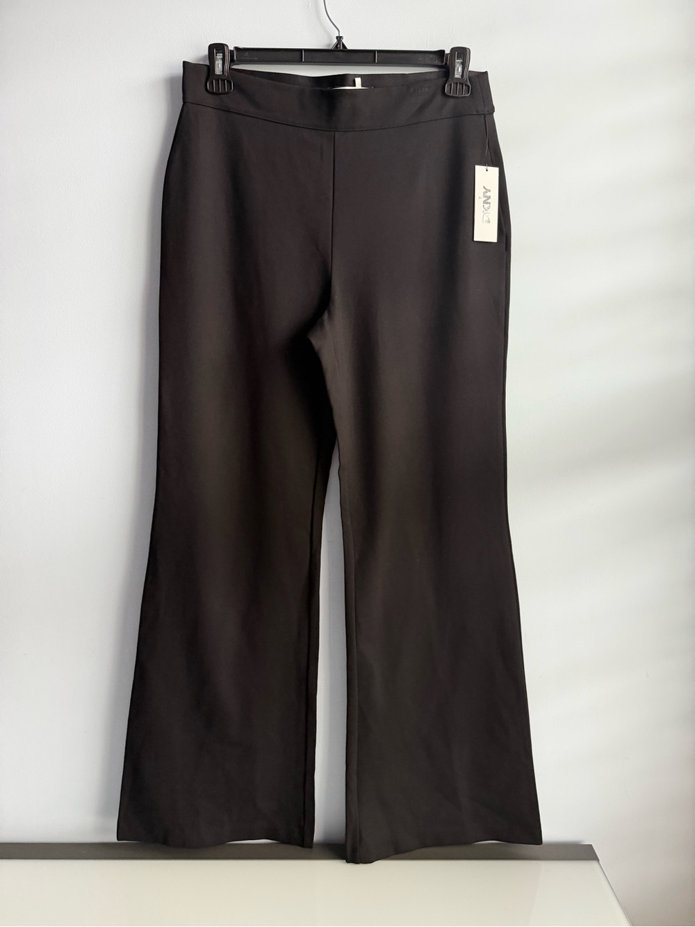 DKNY Women's Black Soft Ponte Knit High-Rise Pull-On Pants Size Large